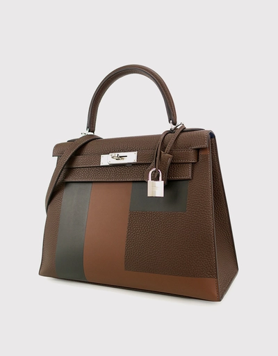 Hermès Kelly 28 Togo Leather Handbag-Letter E Silver Hardware