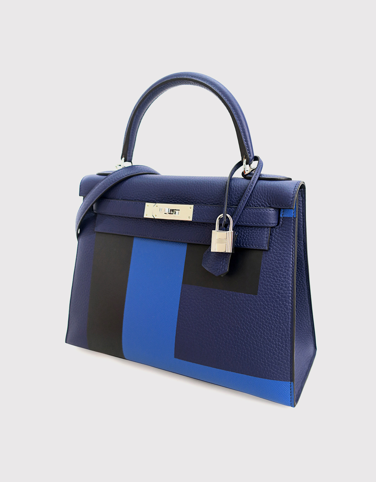 Hermès 2011 Horseshoe Stamp Kelly 35 Bleu du Nord Swift Leather Top Handle  Bag