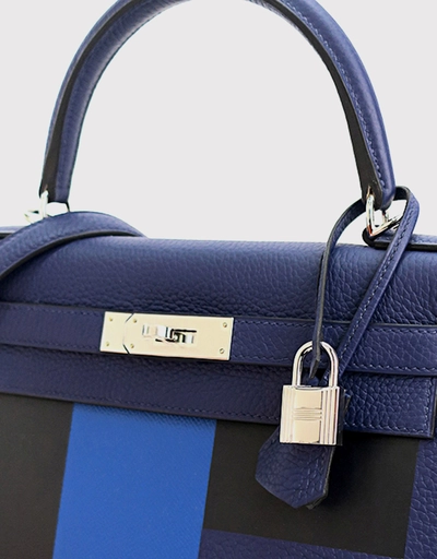 Hermès Kelly 28 Togo and Epsom Leather Handbag-Letter E Silver Hardward