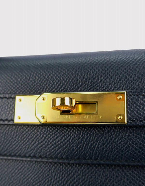 Hermès Hermès Kelly 28 Epsom Leather Handbag-Bleu Indigo Gold Hardware