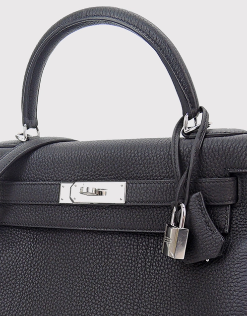 Hermes Kelly bag 28 Retourne Etoupe grey Togo leather Silver hardware