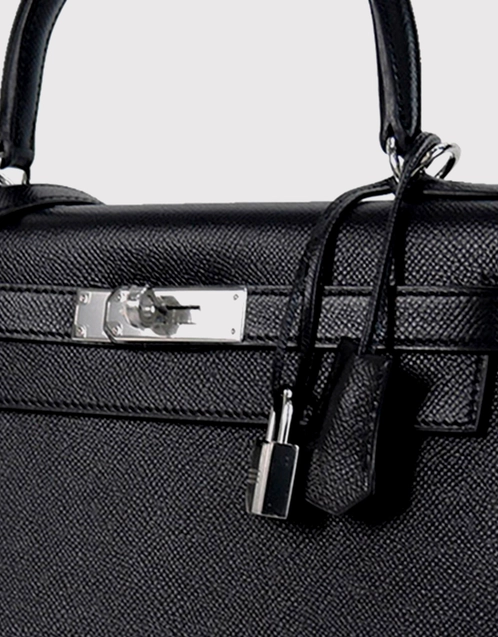 Hermes Kelly bag 28 Sellier Black Epsom leather Silver hardware