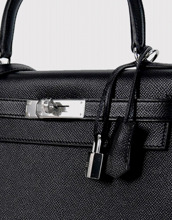 Hermès Hermès Kelly 28 Epsom Leather Handbag-Noir Silver Hardware