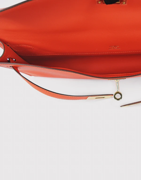 Hermès Kelly Cut Swift Leather Clutch Bag-Capucine Gold Hardware