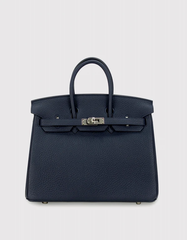 Hermès Hermès Birkin 25 Togo Leather Handbag-Bleu Encre Silver Hardware