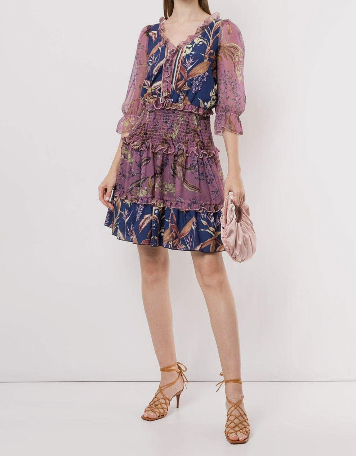 Marchesa Notte Smocked Floral Mini ...