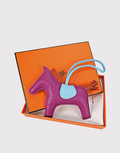 Hermès Rodeo Horse MM Bag Charm Blue - Milo Lambskin