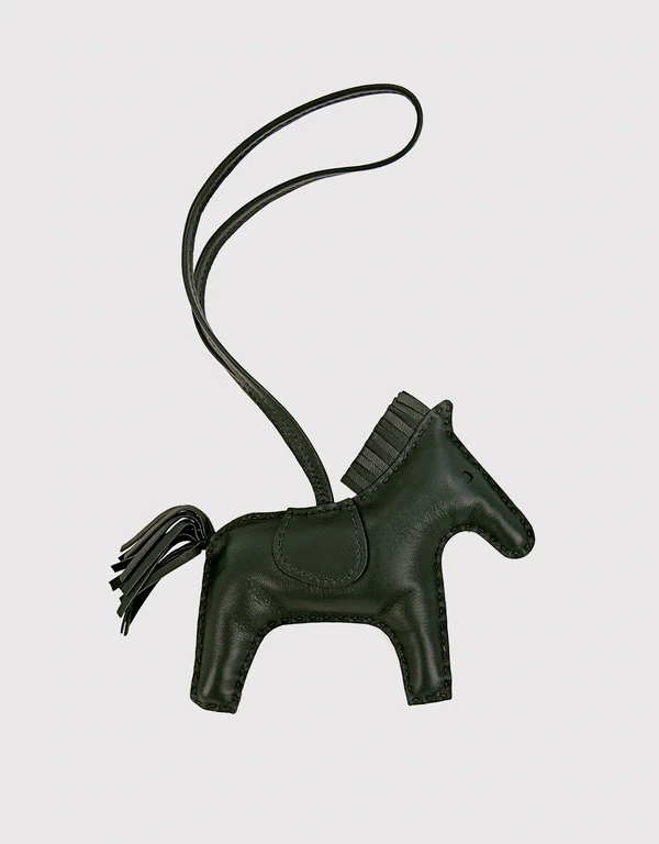 Hermès Rodeo MM Lambskin Horse Bag Charm-Deep Dark Green