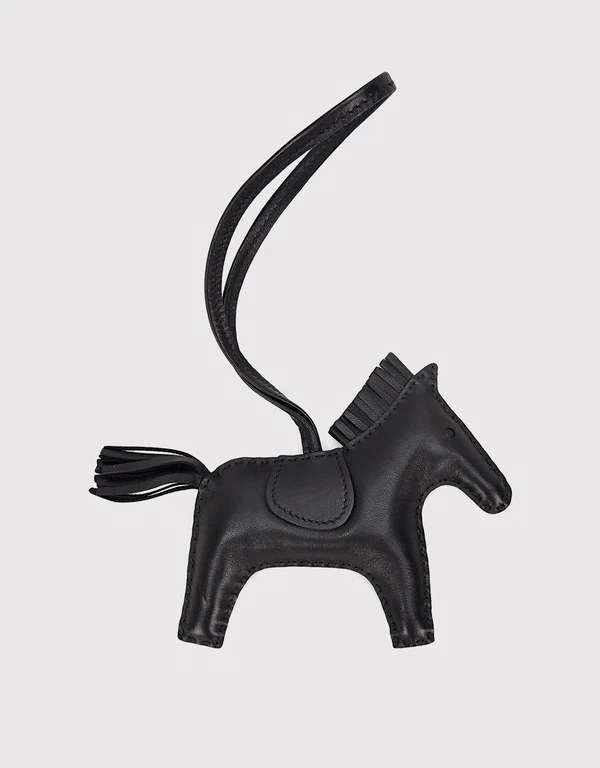 Hermès Rodeo MM Lambskin Horse Bag Charm-Black