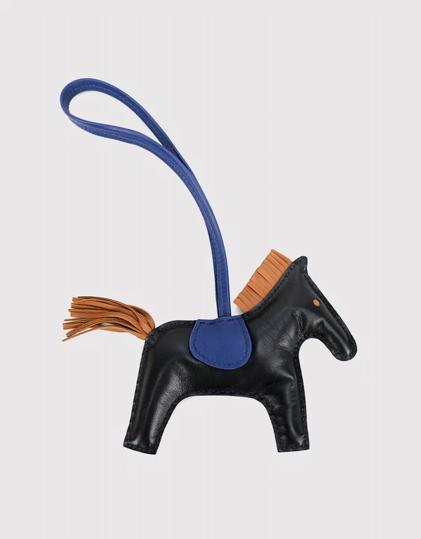 Hermès Hermès Rodeo MM Lambskin Horse Bag Charm-Black Tan