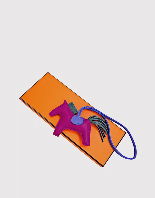 Hermès 愛馬仕 Rodeo PM 小羊皮小馬包包吊飾-紫靛