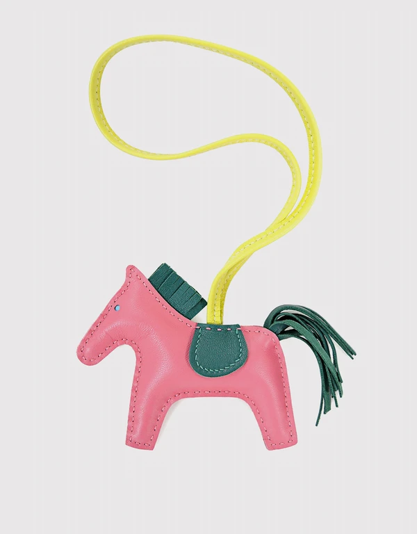 Hermès Rodeo PM Lambskin Horse Bag Charm-Pink Dark Green