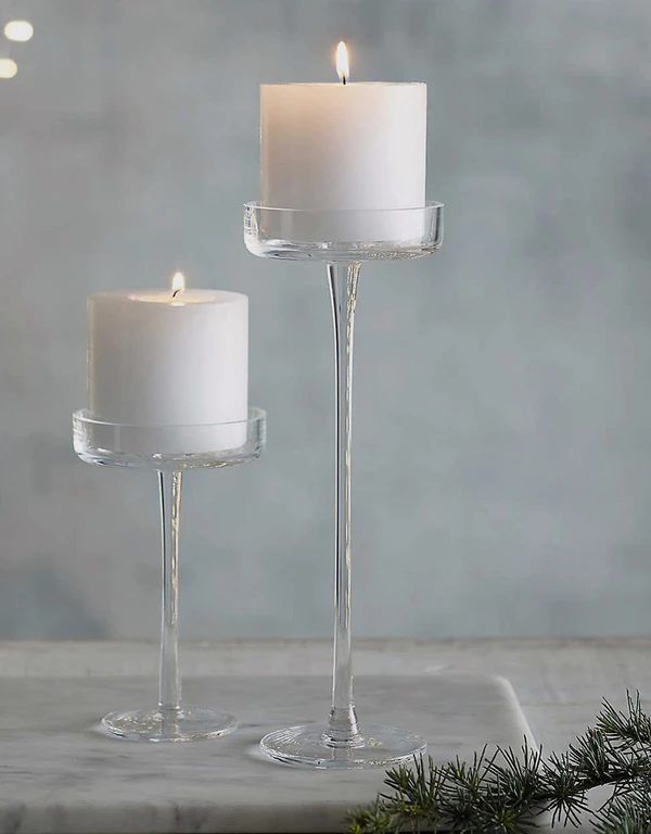 The White Company Glass Pillar Candle Holder