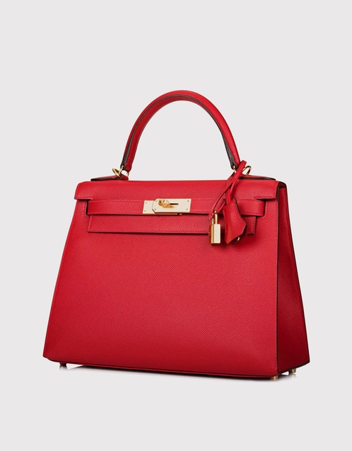 Hermès Kelly 28 Epsom Leather Handbag-Rouge Casaque Gold Hardware