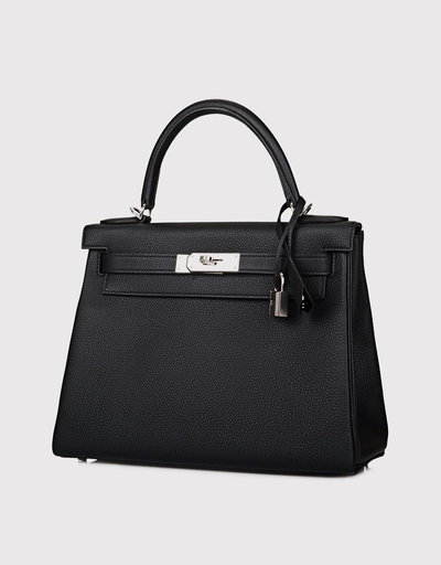 Hermès Kelly 28 Togo Leather Handbag-Noir Silver Hardware