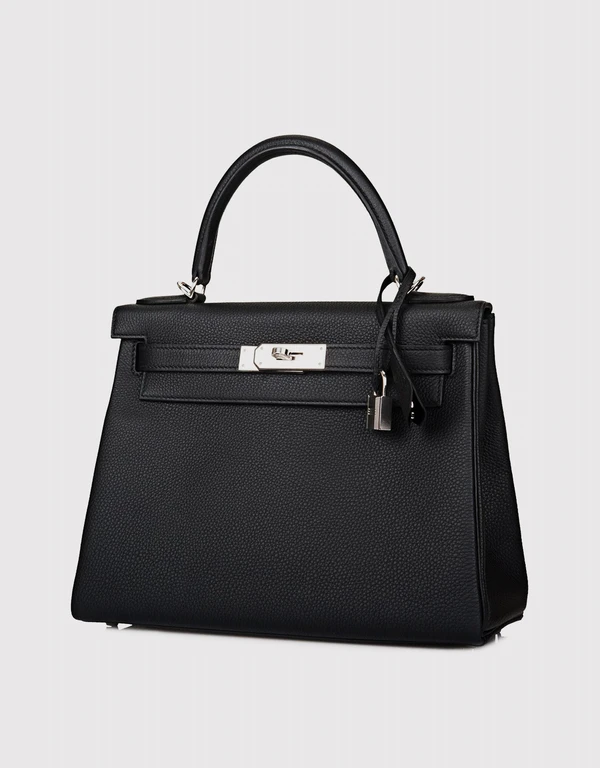 Hermès Hermès Kelly 28 Togo Leather Handbag-Noir Silver Hardware