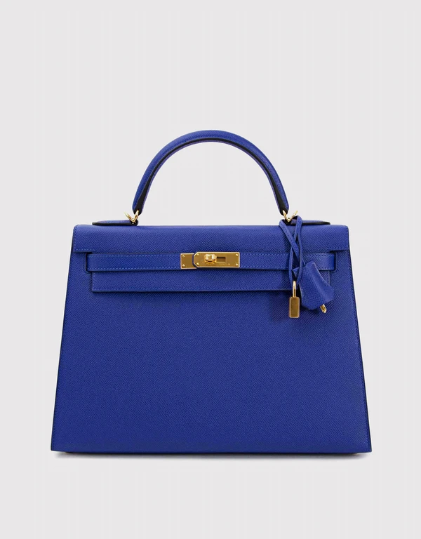 Hermès Hermès Kelly 32 Epsom Leather Handbag-Bleu Electrique Gold Hardware