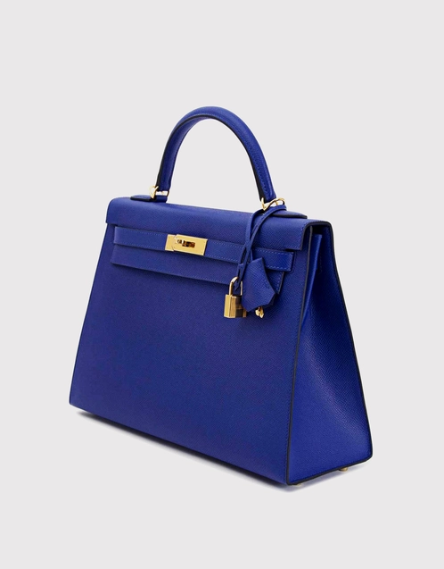 Hermès Kelly 32 Epsom Leather Handbag-Bleu Electrique Gold Hardware