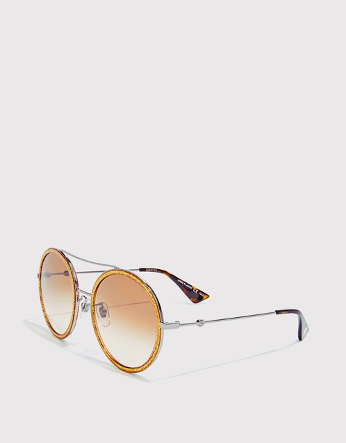Glitter Metal Round Sunglasses