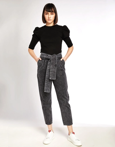 Repu High-rised  Tie Tapered Straight-leg Jeans