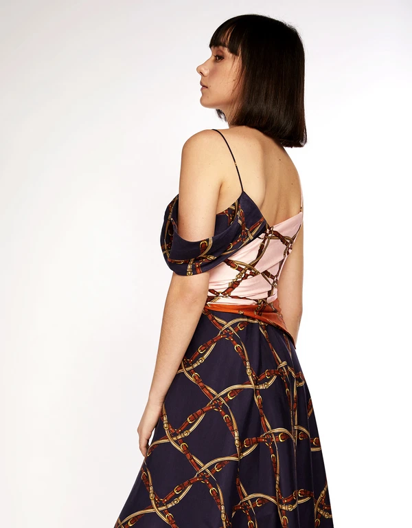 Jonathan Simkhai Saddle Print Asymmetric Maxi Dress