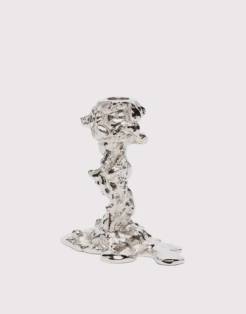 Drip Small Nickel Candle Holder-Silver