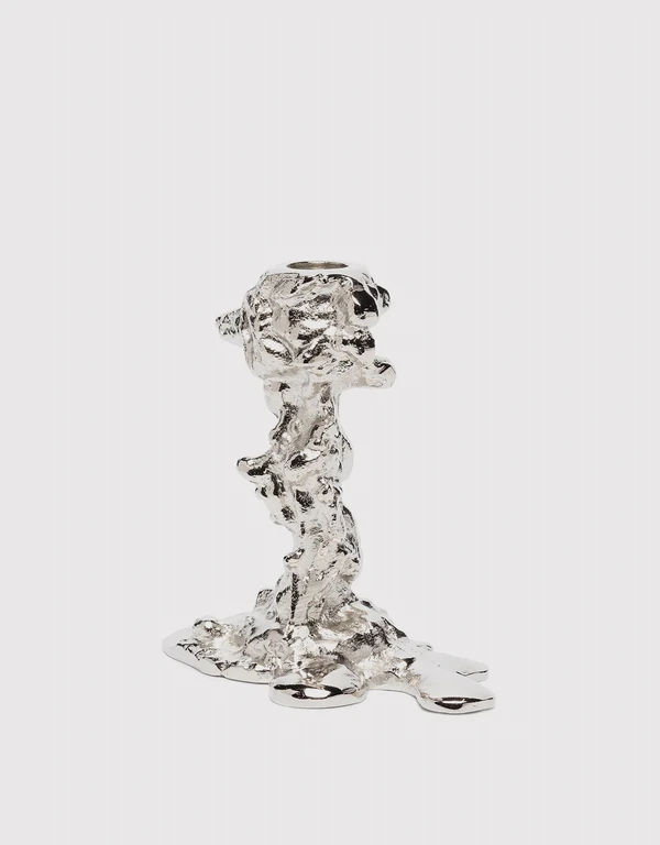 Pols Potten Drip Small Nickel Candle Holder-Silver