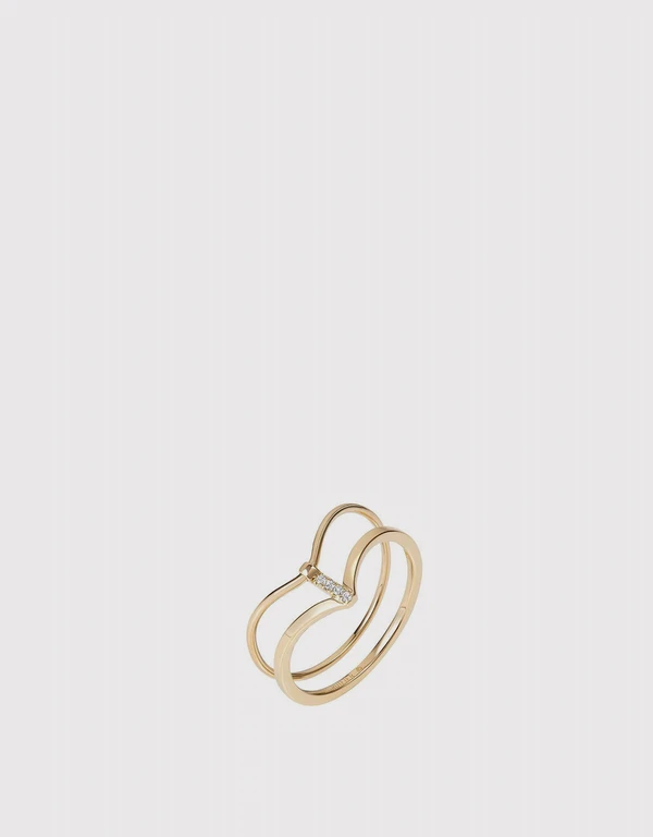 Ruifier Jewelry  18ct黃金雙環鑲鑽戒指