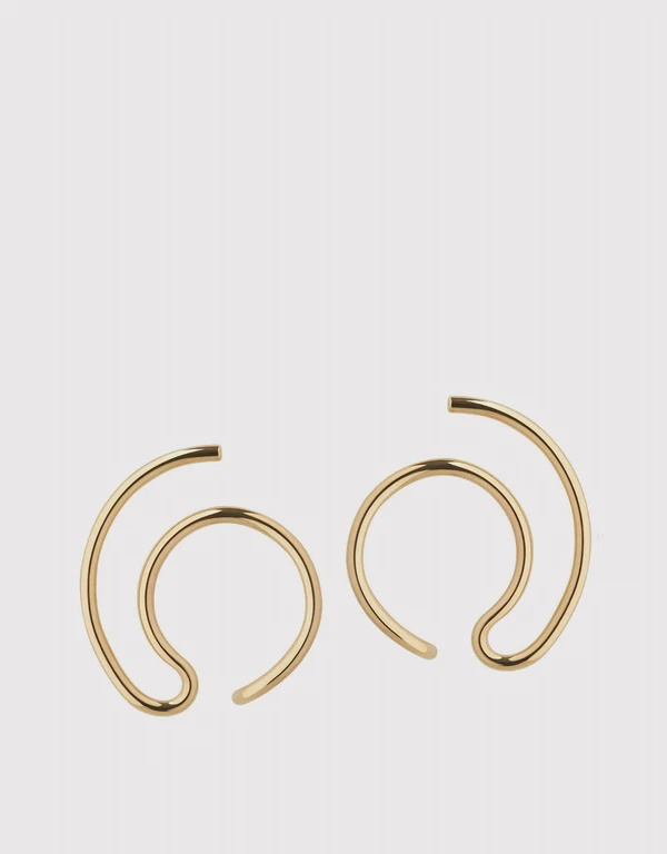 Ruifier Jewelry  14ct Yellow Gold Orbit Fine Solar Earrings 