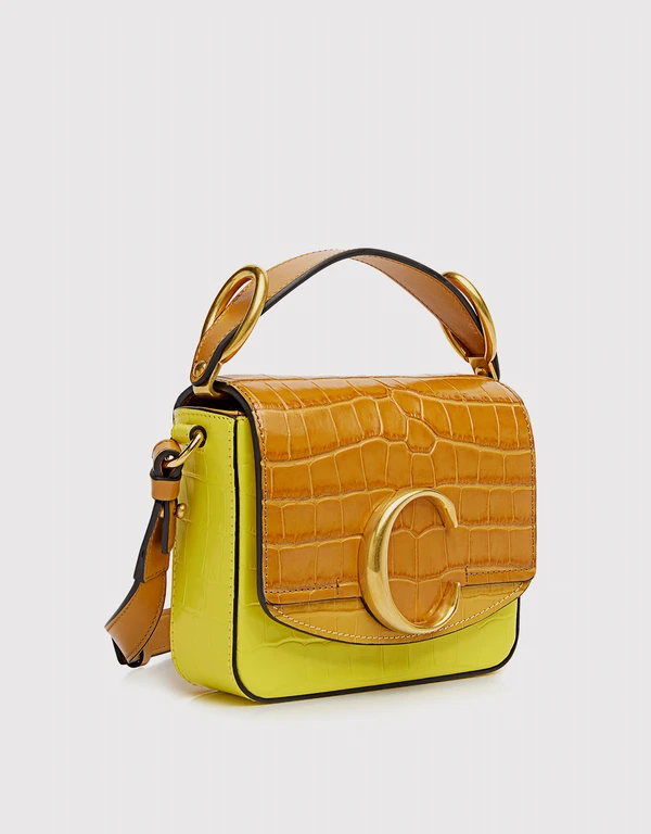 Chloé C Mini Embossed Croc Effect On Calfskin Leather Bag