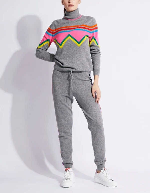 Ski Stripe Wool-Cashmere Knitted Track Pants