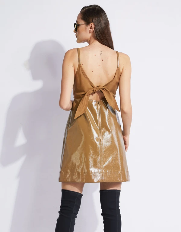 Ganni Patent Faux Leather Mini Dress