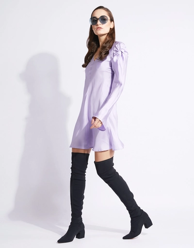 Just In Time Knotted Shoulder Silk Mini Dress