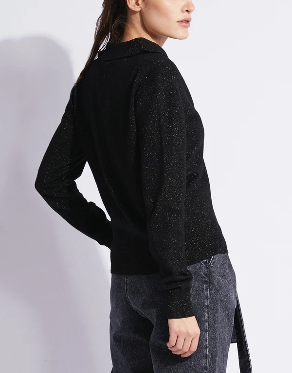 Stanton V-neck Metallic Wool-blend Sweater