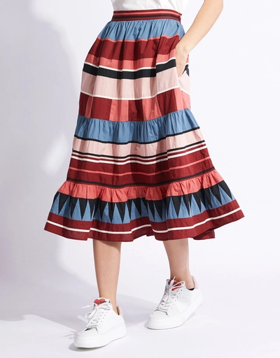  Simi Patchworked Cotton Poplin Midi Skirt