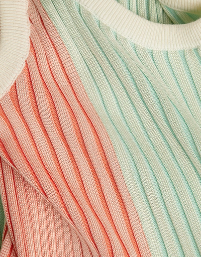 Striped Ribbed-knit Midi Dress