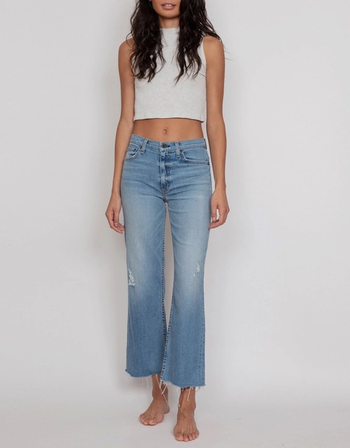 High-rised Stretch Cropped Wide-leg Jeans-Trestles