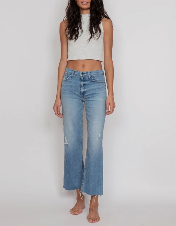 ASKK NY High-rised Stretch Cropped Wide-leg Jeans-Trestles