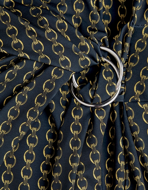 Jonathan Simkhai Chain Jacquard V-neck Belted Wrap Mini Dress