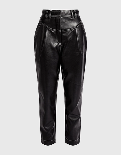 Faux Leather High-rise Tapered Pants 