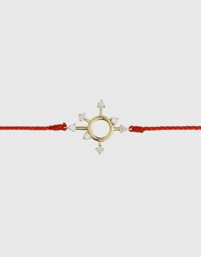 Scintilla Epta Orb 18ct Yellow Gold and Red Cord with Diamonds Bracelet 
