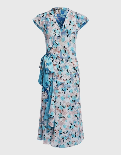Gwendolyn Reversible Satin Midi Wrap Dress