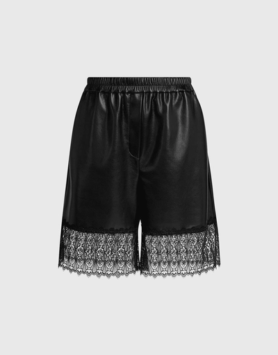 Bermuda Faux Leather Lace Trim Shorts