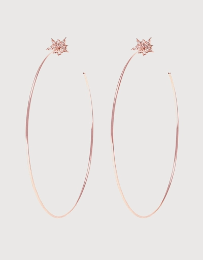 White Diamond Explosion Hoop 18k Rose Gold Earrings