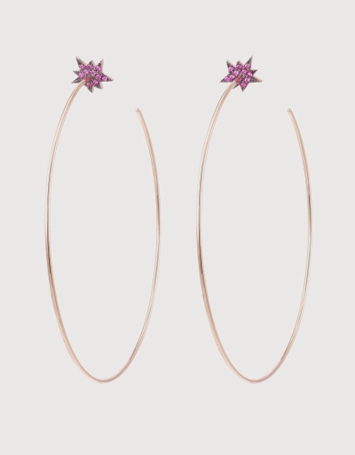 Pink Diamond Explosion Hoop 18k Rose Gold Earrings