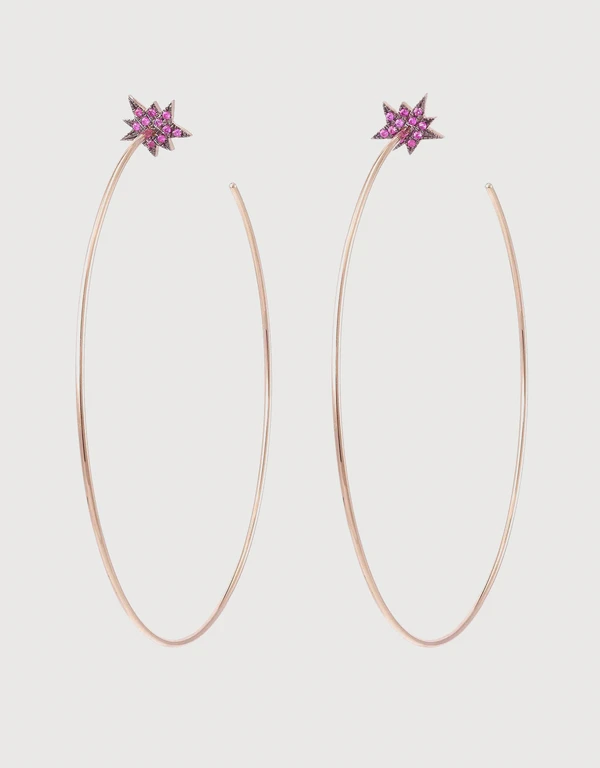 Diane Kordas Pink Diamond Explosion Hoop 18k Rose Gold Earrings