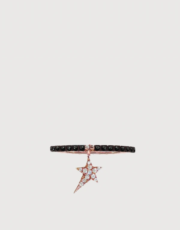 Diane Kordas Cosmos 白鑽星星吊飾18k玫瑰金戒指