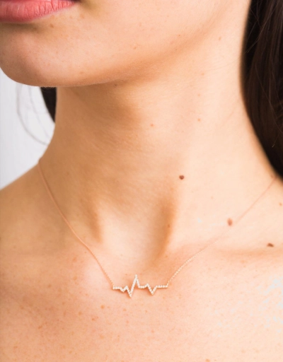 18k Rose Gold Diamond Heartbeat Necklace