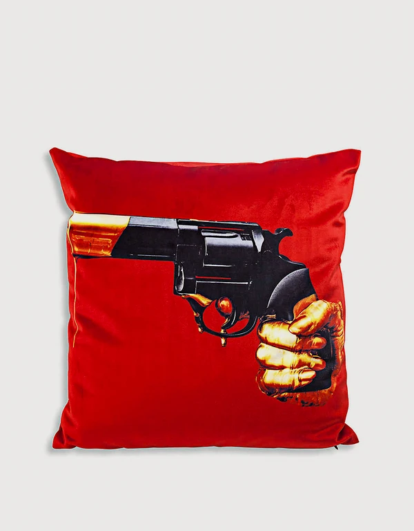 Seletti Revolver Graphic-print Woven Cushion Cover