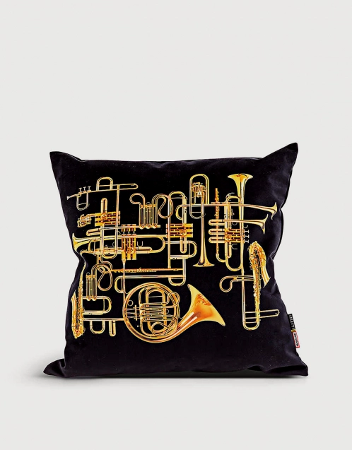 Trumpets Graphic-print Woven Cushion Cover